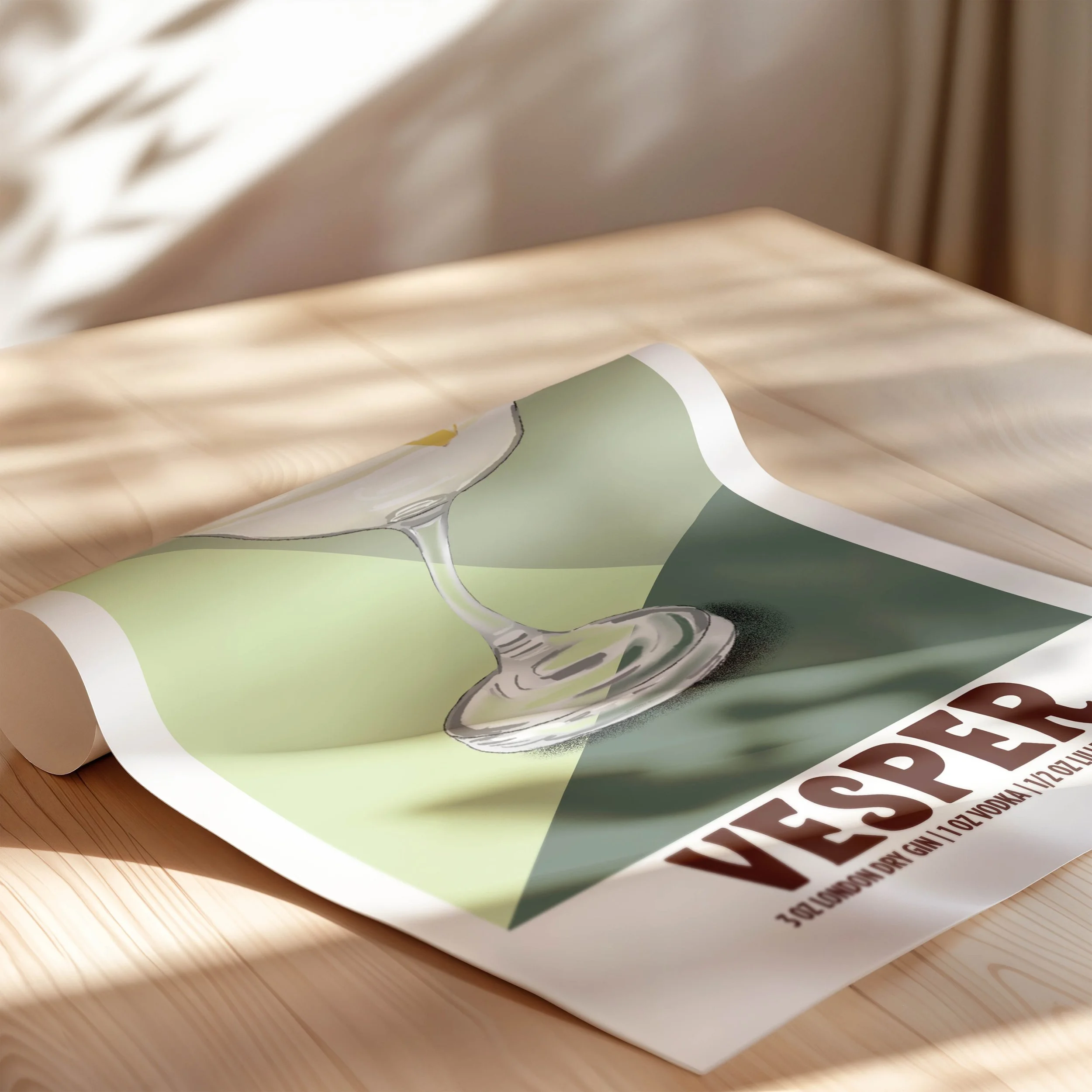 Vesper Cocktail Poster — Denim and Ink